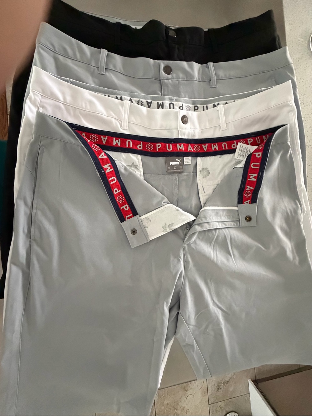 Puma Men's White Flat-Front Performance Shorts
